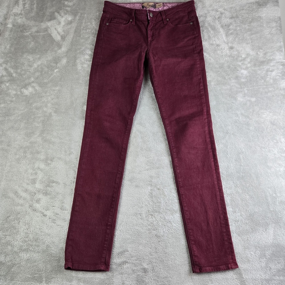 Paige Skyline Jeans Womens 27x30 Burgundy Denim Skinny Stretch‎ Made In USA